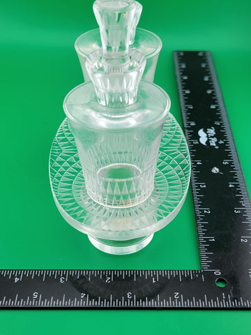 Rare Antique Lalique Crystal "Bourgueil" Oil & Vinegar Cruet Set. Excellent Cond