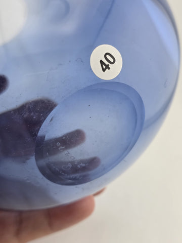 Vtg Handblown Blue Glass Drop Vase by Per Lütken for Holmegaard, 1960s. Signed.