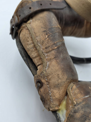 Rare Antique C 1920's Cast Iron & Leather Baseball Catcher Umpire Face Mask