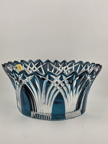 Gourgeous Collectible Vintage Caeser Crystal GOTHIC Large Canistrum Bowl Azure