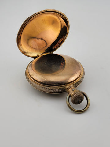 The Plan Gold Plated Swiss Pocket Watch by David Perret c.1890. W Glass Dome.