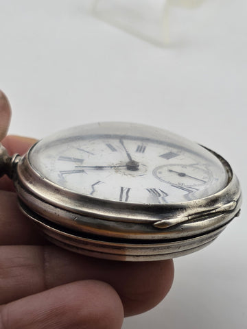 Antique Swiss Silver Pocket Watch c1890 ECHAPPEMENT CYLINDRE RUBIS Working
