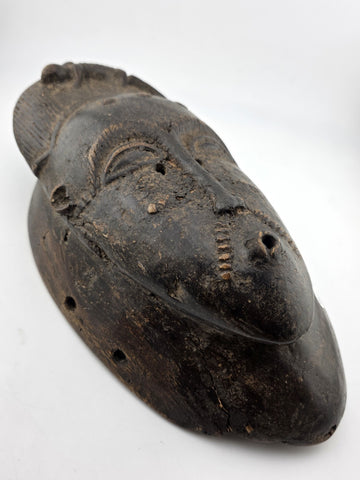 Authentic Early-20th Century Baule Tribal Wood Mask Ivory Coast African Art