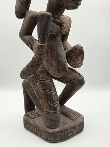 Rare Antique XL 26 In Yoruba African Wood Pregnant Lady Tribal Sculpture Nigeria