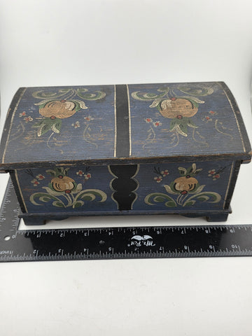 Rare Antique Hand Inscribed 1943 German Folk Art Chest WWII Augsburg Kepsake Box