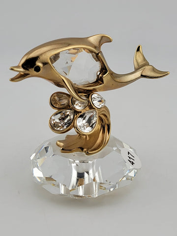 Lencia  Star Collection Austrian Lead Crystal/ 22 Carat Goldplated Metal Dolphin
