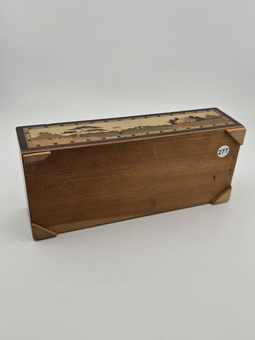 Vintage Japan Traditional Sliding Lid Box Rolltop Trinket Rectangular Wooden Box