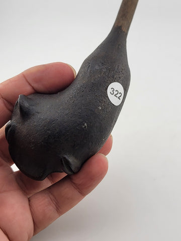 Rare Antique Collectible One Of A Kind African Tribal Clay Pipe W Long Stem.