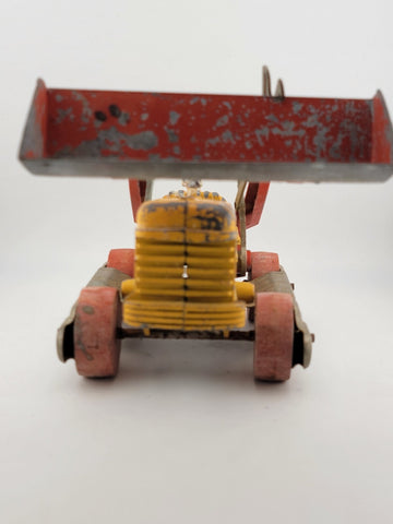VINTAGE HUBLEY DIESEL VINT DIECAST RED/ORANGE ENML OVERHEAD TOY BULLDOZER