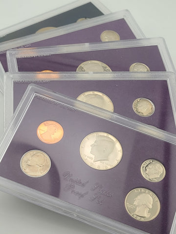 1984, 85, 86 & 89 U.S. Mint Proof Set Lot (5 Sets) Complete Original Packaging