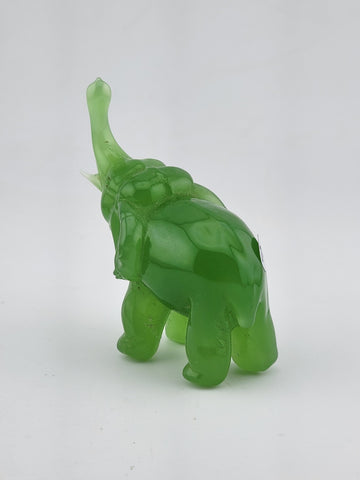 Vintage Original Green Jade Miniature Elephant Figurine. Missing One Tusk.