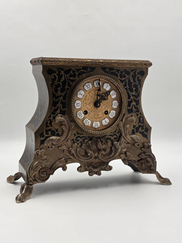 Private: Rare Antique French Rococo Mantel Clock Chinoiserie Inlay Bell Strike.