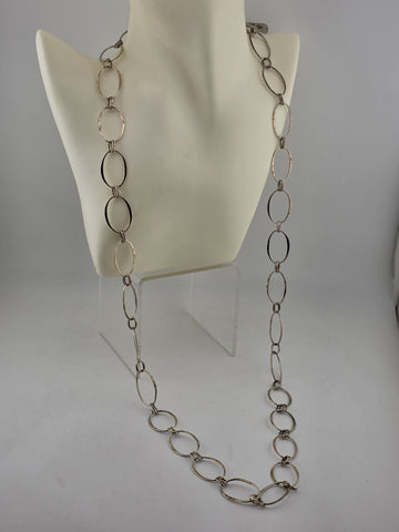 Robert Lee Morris RLM Studio Sterling Silver Oval Chain Link Necklace 36" Long.