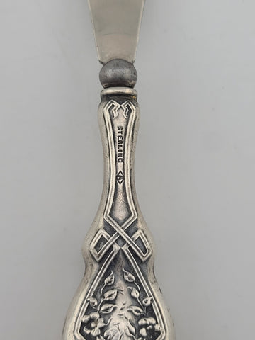 Rare Antique 19th C. AMERICAN STERLING SILVER SHOE HORN W EMBOSSED FLORAL DESIGN