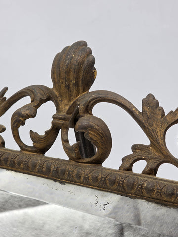 Antique Victorian Cast Iron Vanity Mirror Ornate Scrollwork Easel Frame C 1890.