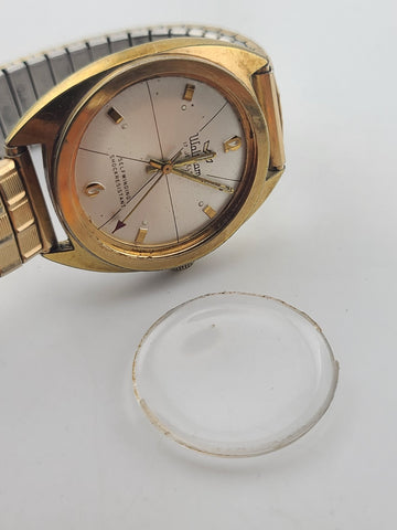 Waltham 17 Jewels Shock Resistant 1970's Watch Sunburst Mens Gold Plated. Read.