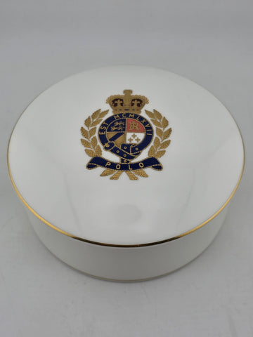 Rare Vintage 1989 Ralph Lauren Wedgwood Bone China Polo Crest Trinket Box