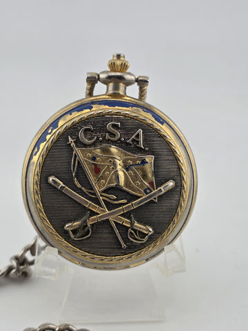 Vintage JEB Stewart Pocket Watch Franklin Mint Civil War Library & Museum. Works