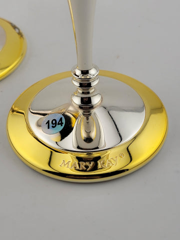 2 Collectible Mary Kay Gold & Silver Metal Goblet Cup Glasses Drinking Good Cond