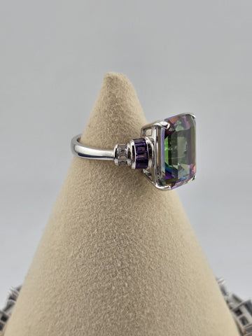 Mystic Topaz Rainbow Tennis Bracelet & Matching Ring. Sterling Silver 925.