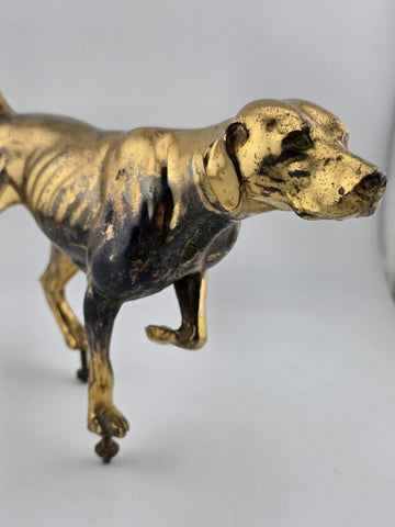 Rare Antique Victorian 19th C Brass Pointer Dog Clock Topper For Mantel Clocks.