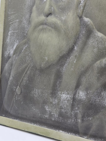 Rare Original Antique Jewish Rabbi Relief Plaque, Molded Plaster Judaica C1890