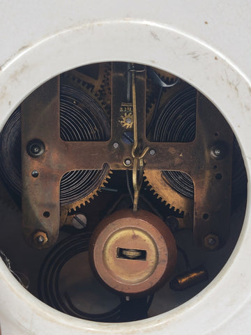 Antique 1890s #20 Kroeber Porcelain Mantle Clock - Turquois Accents - Working.