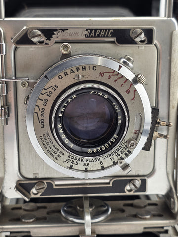 Graflex Crown Graphic 4x5 Camera Kodak Ektar 101mm f4.5 Flash Supermatic. Read.