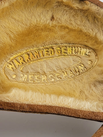 Antique 19th C 4 Pugs Meerschaum Pipe/ Cig. Holder W Amber Stem. Original Case.