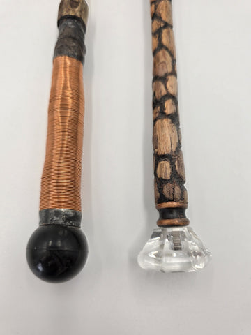 Set Of 2 Rare One Of A Kind Handmade Wooden Magic Wand Fantasy Staff Cosplay.
