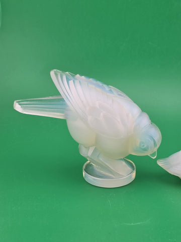 Set Of 3 Sabino France Opalescent Glass Bird Figurine Art Deco Signed Collection