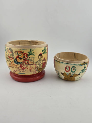 Vintage Collectible Hand Painted  Wooden Russian Matryoshka Nesting Dolls.