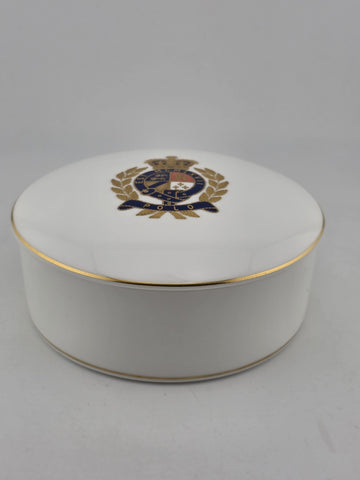 Rare Vintage 1989 Ralph Lauren Wedgwood Bone China Polo Crest Trinket Box