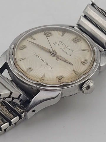 BULOVA 23 Sunburst Self Winding Watch. 23 Jewels 10BPAC Automatic 1950’s. Works.