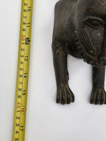 Vtg African Benin Bronze Leopard 15” Edo Kingdom Style Lost Wax Tribal Sculpture