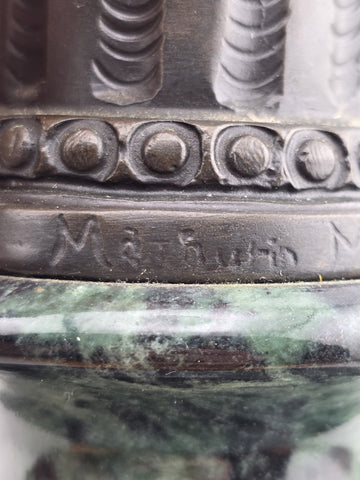 Vtg Mathurin Moreau BRONZE CUPID with LOVE Birds Marble Base Statue Sculpture