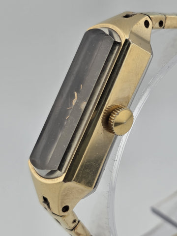 VINTAGE SEIKO 1520-366G 17 JEWELS SILVER GOLD PLATED BEVEL CRYSTAL WATCH WORKS