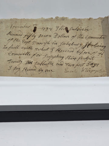 Ultra Rare 1798 Enoch Whipple Signed Church Receipt Salisbury MA Pulpit Payment