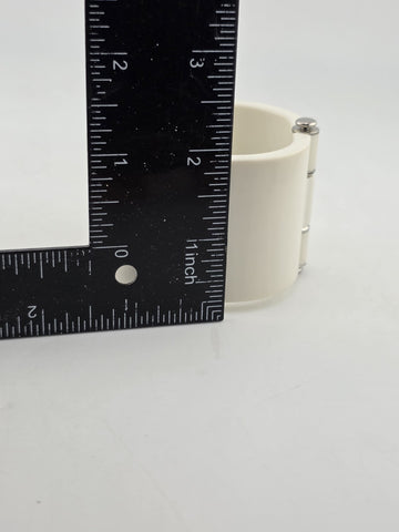Vintage 2in Thick Dolce & Gabbana Logo Cuff Bangle 81AG White & Silver. 7 Inch