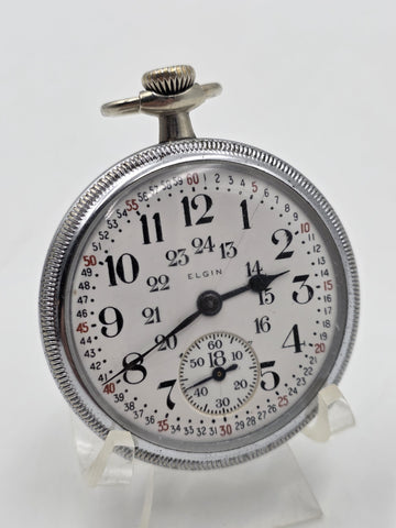 Antique 1892 Elgin Grade 118 17J 18S Pocket Watch Glass Exhibition Back Running