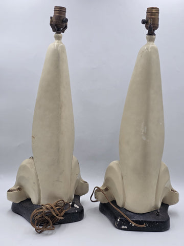 Vintage Atomic MCM Ceramic Table Lamps Pair 24" Starburst TV Accent Light Set