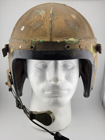 Rare 1950s US Navy Korean War H-4 Flight Helmet XL MFG Bassons Corp. W Boom Mic
