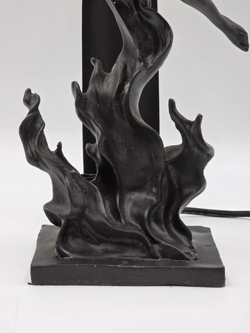 ANTIQUE ART DECO BRONZE STATUE SCULPTURE LADY FLAME LEAPER FERDINAND PRIESS LAMP