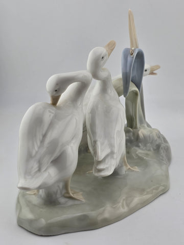 Set Of 2 Lladro #4549 & #4636 Geese & Mary & Baby Jesus  Porcelain Figurines.