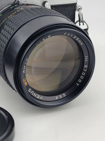 Minolta SRT 101 35mm SLR Film Camera W Venus 1:2.8 F 1 35mm Lens. Untested.