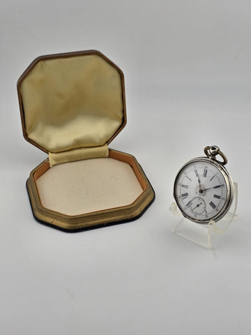 Antique Swiss Silver Pocket Watch c1890 ECHAPPEMENT CYLINDRE RUBIS Working