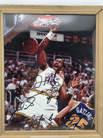 Karl Malone Signed 8x10 Photo Utah Jazz Dunk vs Pacers NBA HOF #32 Autograph