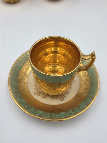 Vintage Lemieux China 24k Gold Gilt Hand Painted Tea / Coffee service For 4.