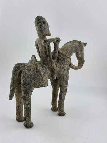 RARE ANTIQUE C 1920 EQUESTRIAN FIGURE BRONZE KOTOKO PEOPLE CHAD CENTRAL AFRICA
