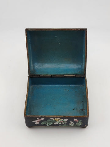 Rare Antique Chinese Cloisonne Enamel Inlaid Small Trinket, Jewelry Box.